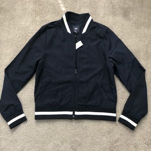 New Gap Varsity Bomber Jacket Navy & White Sz S